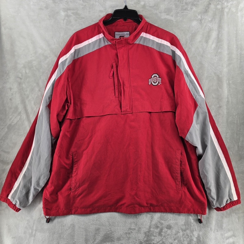 Ohio State Buckeyes Colosseum Athletic Windbreaker Jacket Pull Over Red Size XL - Picture 1 of 9